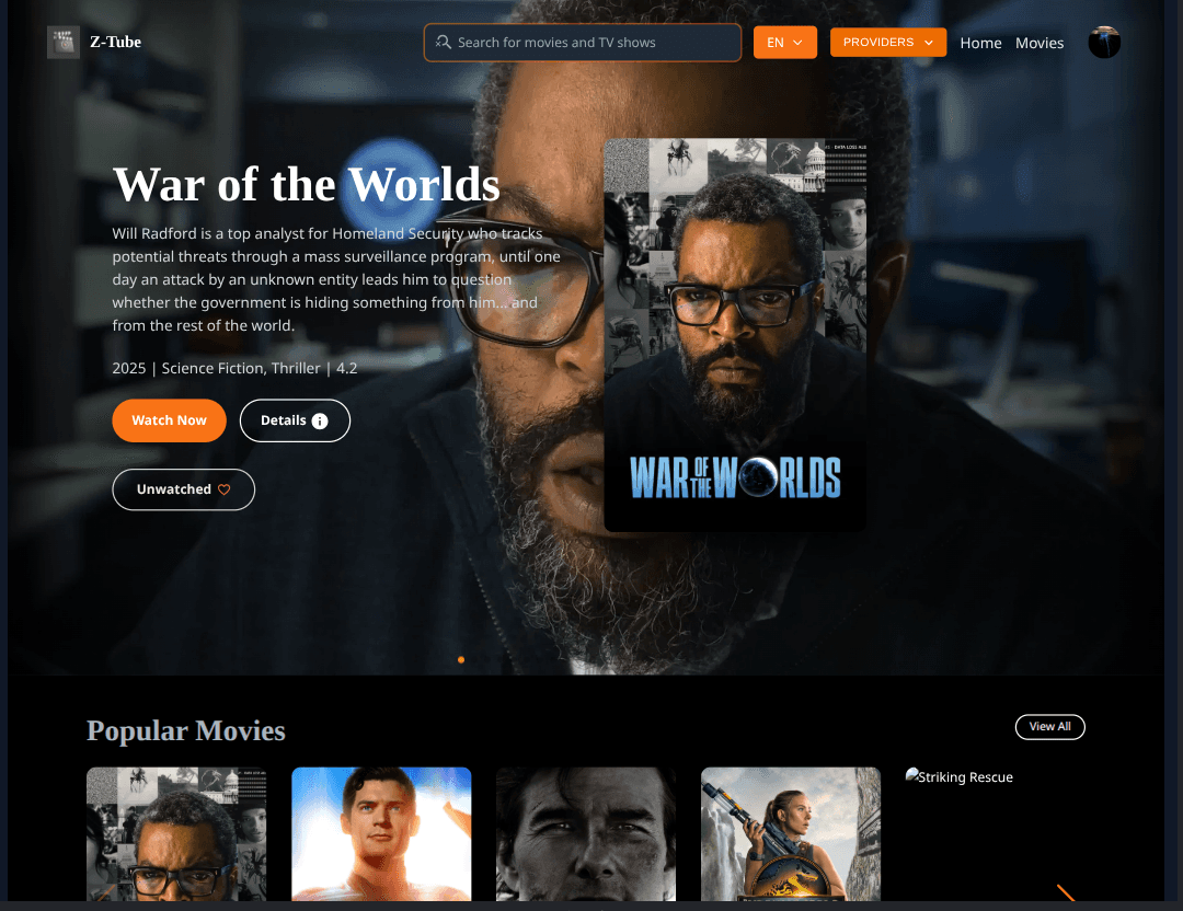 Z-tube: Modern Full-Stack Movie Streaming Platform